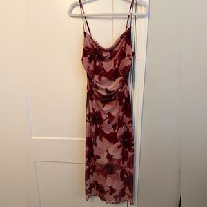Persaya Wine and Blush Floral Slip Maxi Dress